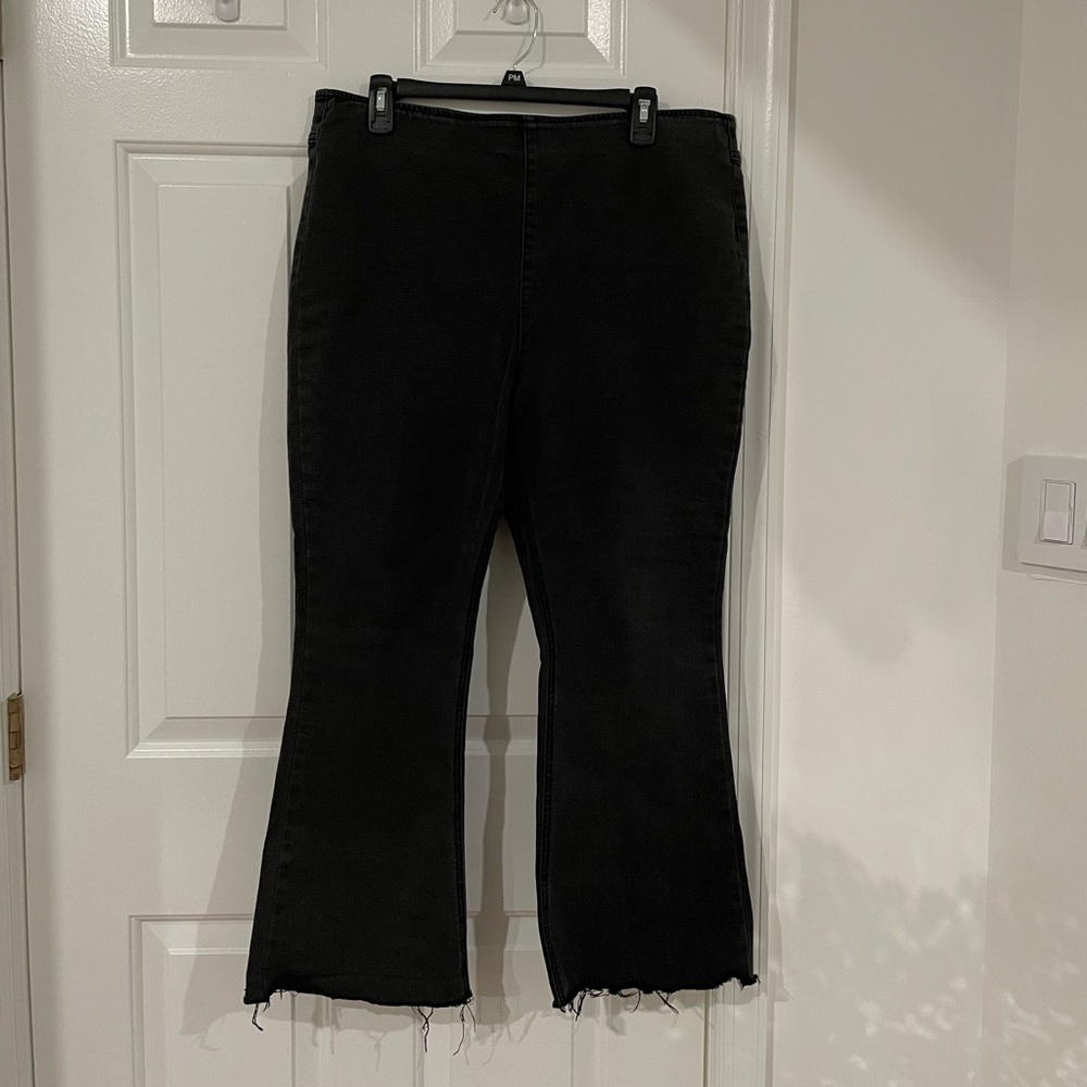 Knox Rose Flared Denim Jeans with Distressed Ends